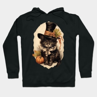 Vintage Halloween Cute Black Kitten Hoodie